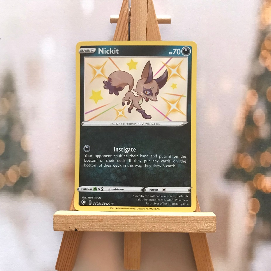 Thẻ hình Pokemon Nickit SV81/SV122 - Lá bài lẻ Shiny Rare tiếng Anh chính hãng