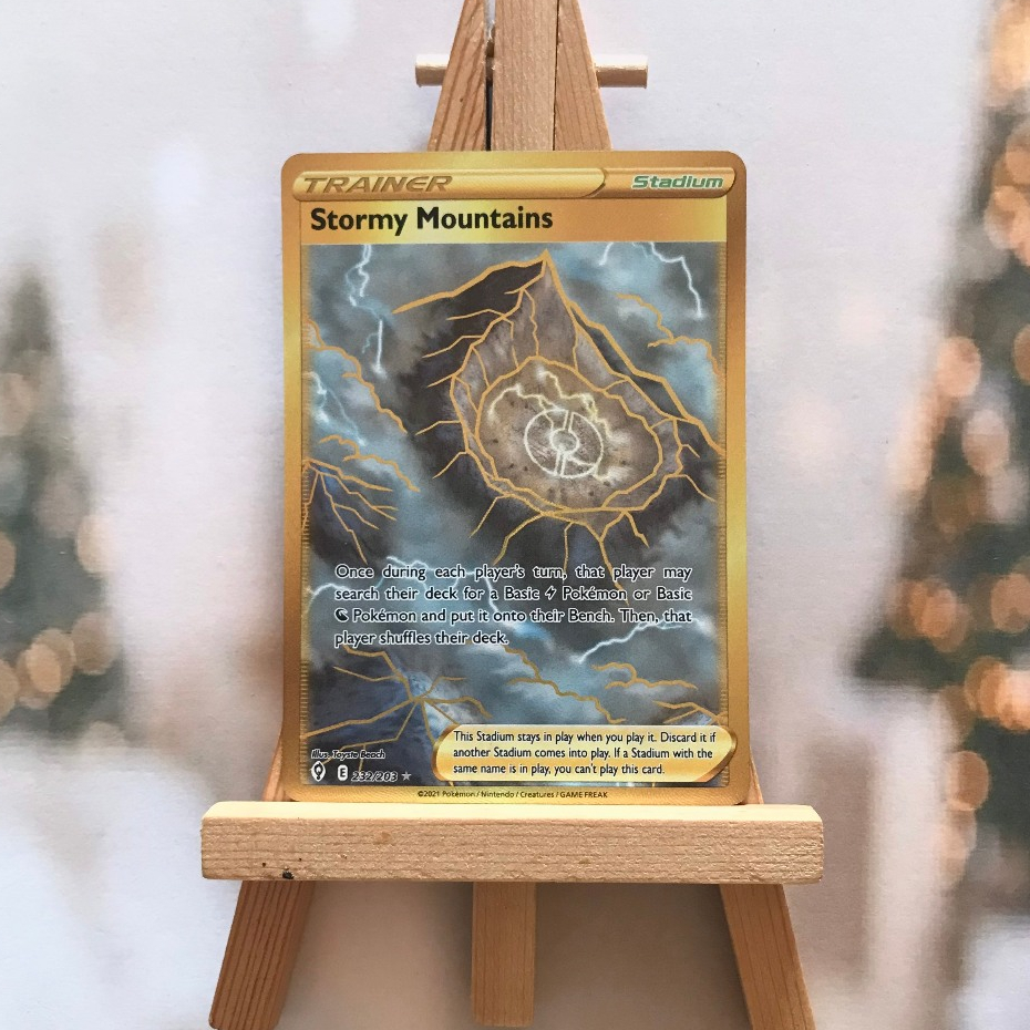 Thẻ hình Pokemon Stormy Mountains 232/203 - Lá bài lẻ Holo Rare Reverse Holo tiếng Anh chính hãng
