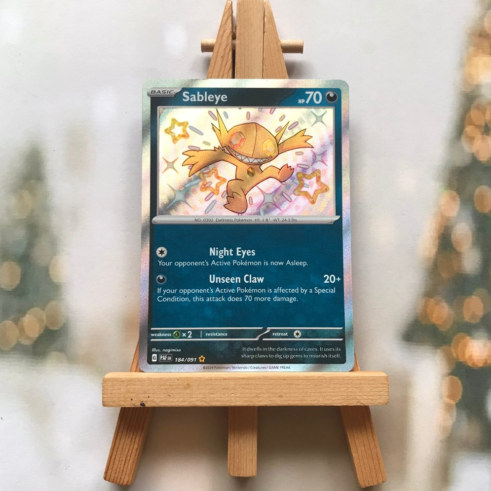Thẻ hình Pokemon Sableye 184/091 - Lá bài lẻ Paldean Fates Shiny Rare tiếng Anh chính hãng