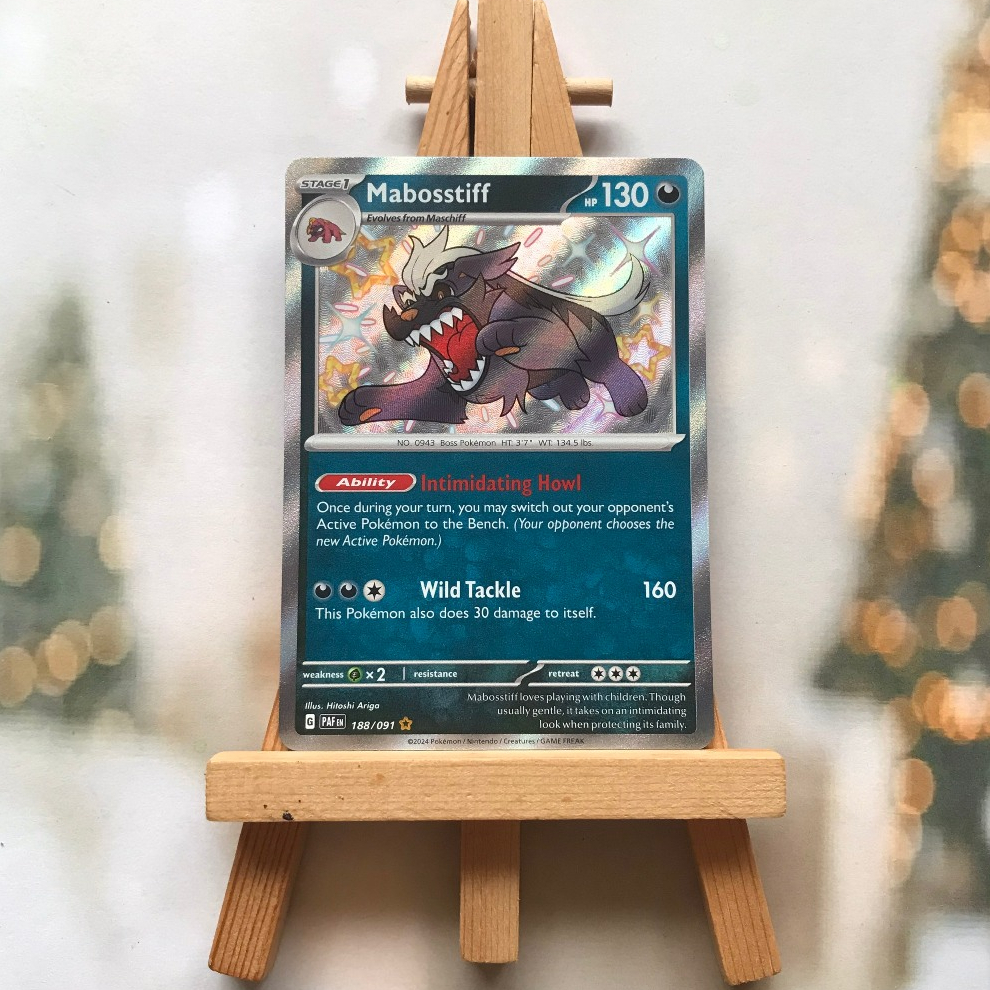 Thẻ hình Pokemon Mabosstiff 188/091 - Lá bài lẻ Paldean Fates Shiny Rare tiếng Anh chính hãng