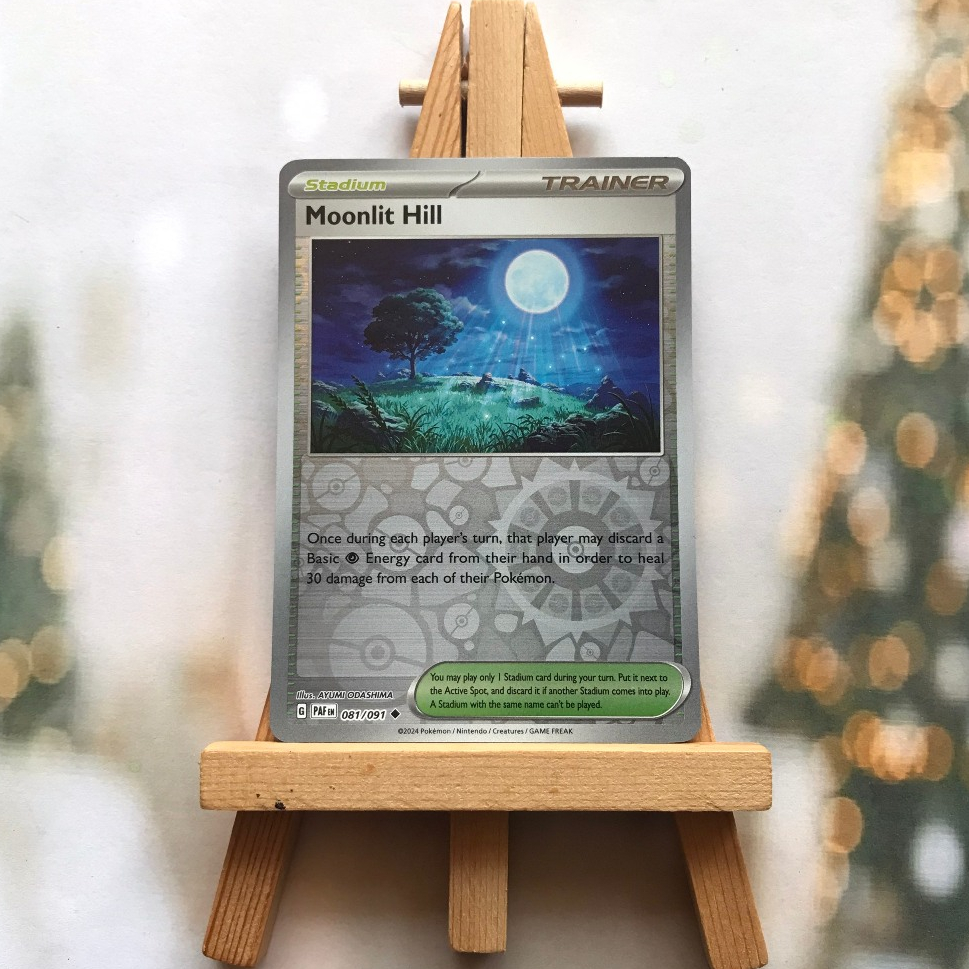 Thẻ hình Pokemon Moonlit Hill 081/091 - Lá bài lẻ Paldean Fates Uncommon Reverse Holo tiếng Anh chính hãng