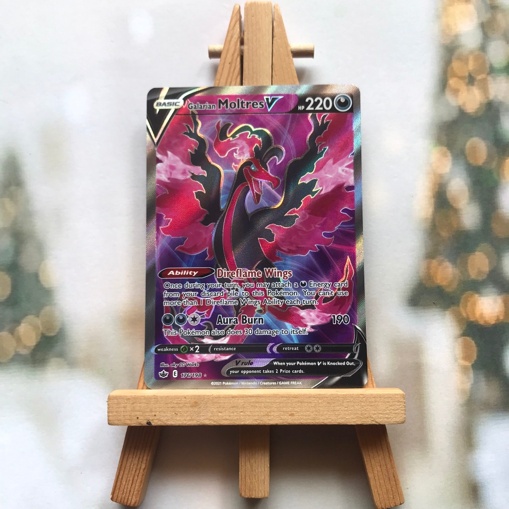 Thẻ hình Pokemon Galarian Moltres V 176/198 - Lá bài lẻ Full Art Ultra Rare tiếng Anh chính hãng