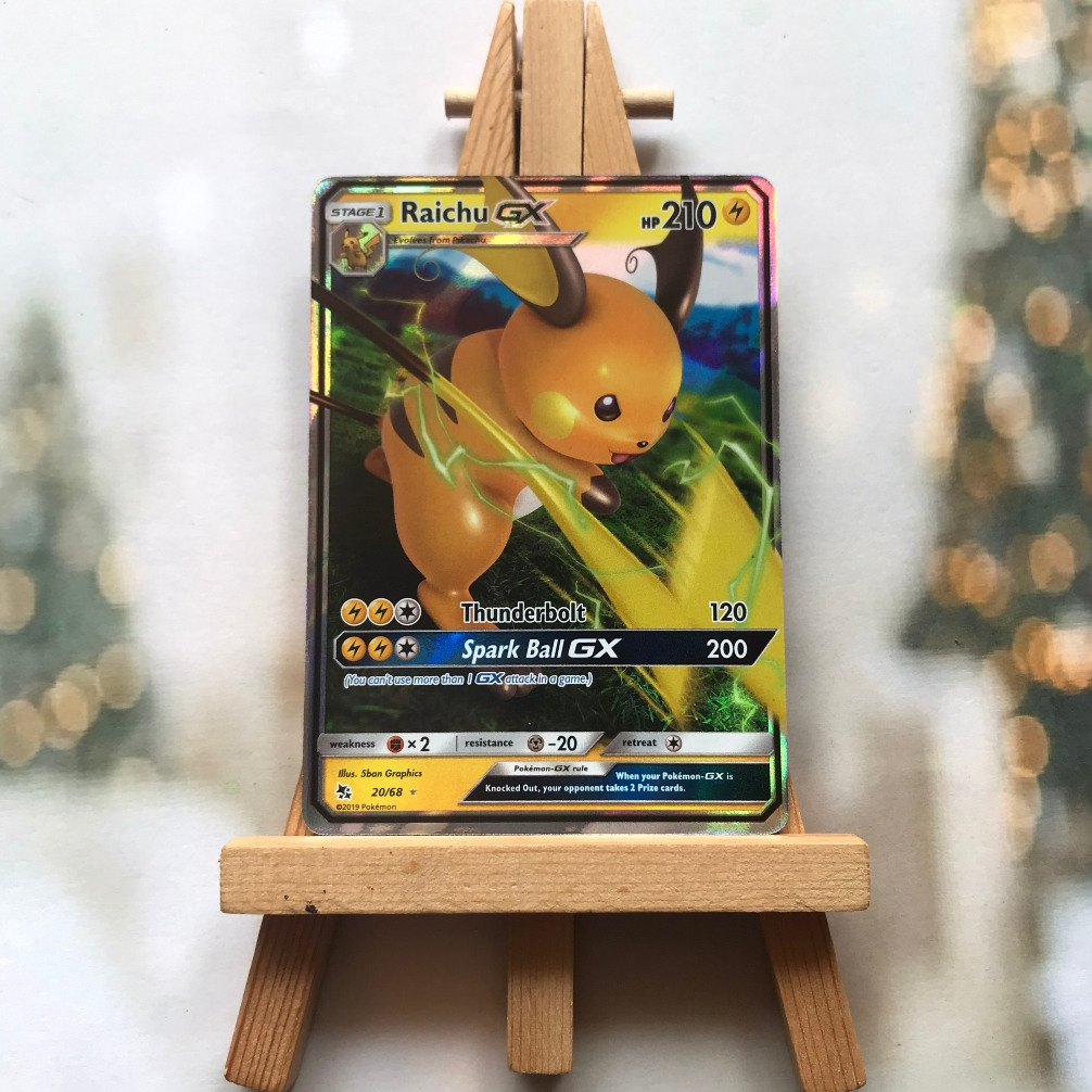 Thẻ hình Pokemon Raichu GX 20/68 - Lá bài lẻ Ultra Rare tiếng Anh chính hãng