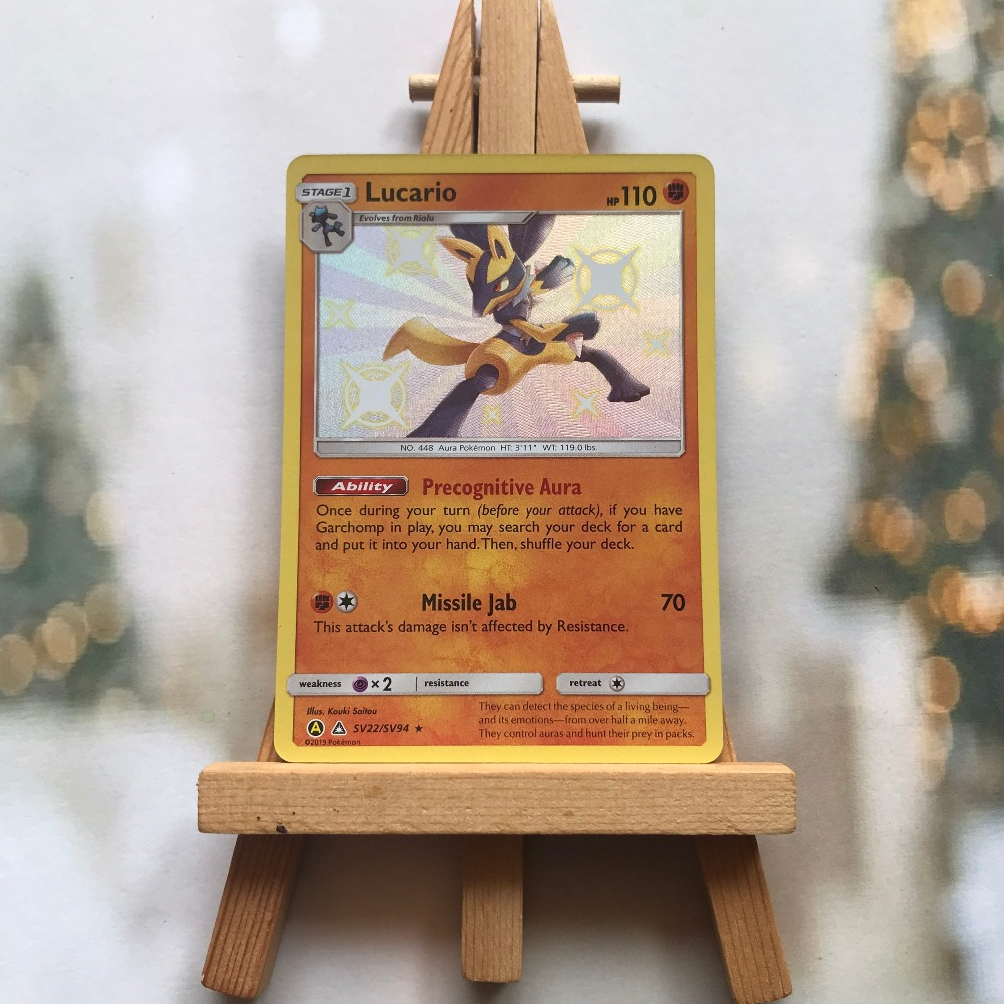 Thẻ hình Pokemon Lucario SV22/SV94 - Lá bài lẻ Shiny Rare tiếng Anh chính hãng