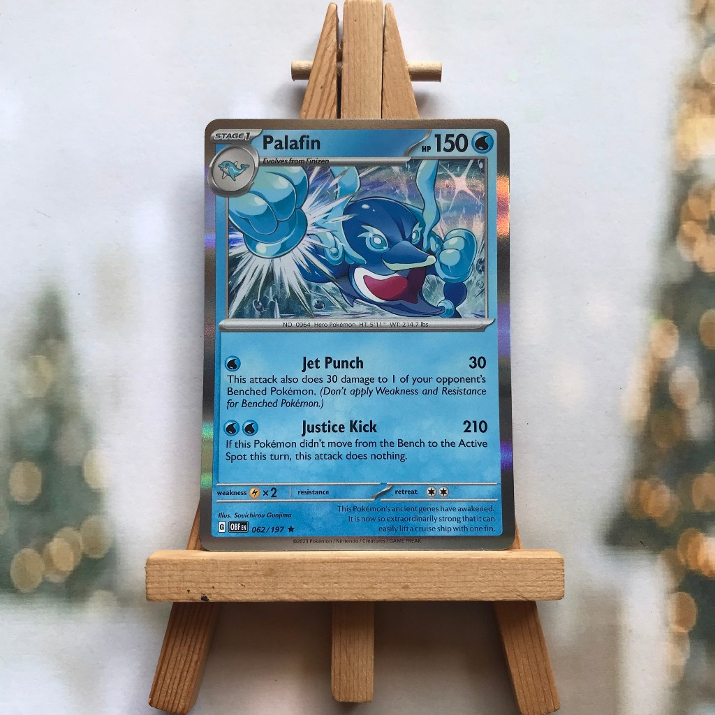 Thẻ hình Pokemon Palafin 062/197 - Lá bài lẻ Obsidian Flames Rare Reverse Holo tiếng Anh chính hãng