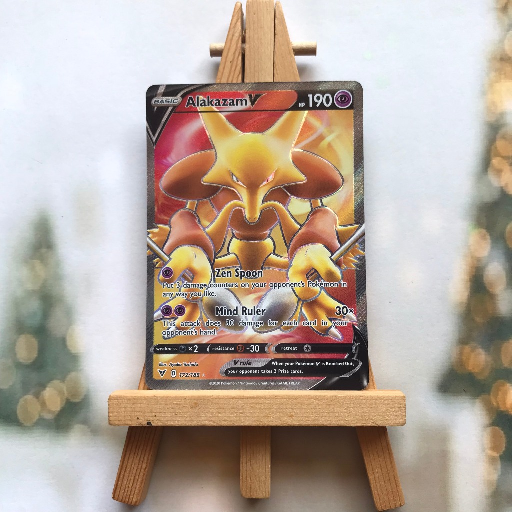 Thẻ hình Pokemon Alakazam V 172/185 - Lá bài lẻ Full Art Ultra Rare tiếng Anh chính hãng