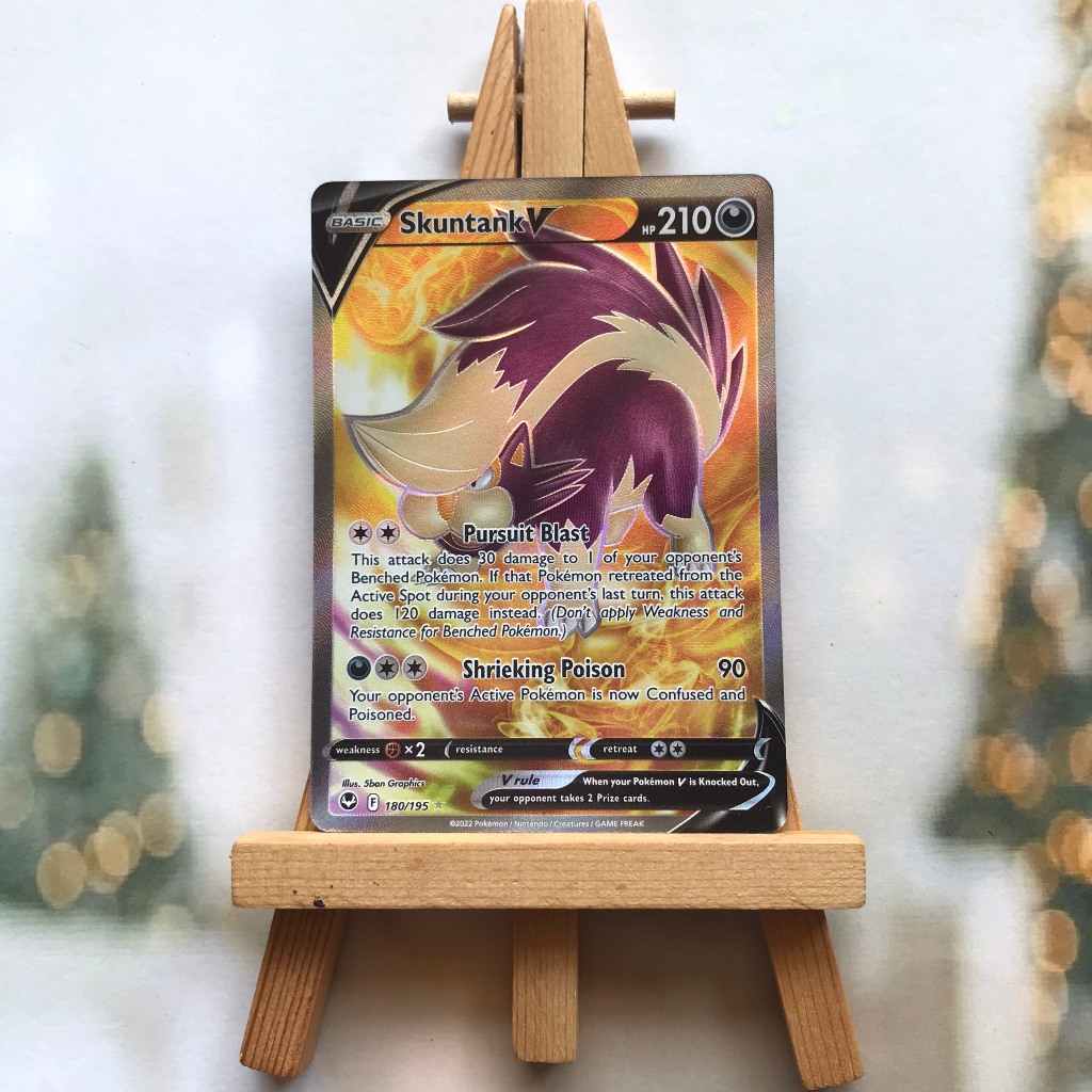 Thẻ hình Pokemon Skuntank V 180/195 - Lá bài lẻ Silver Tempest Full Art Ultra Rare tiếng Anh chính hãng