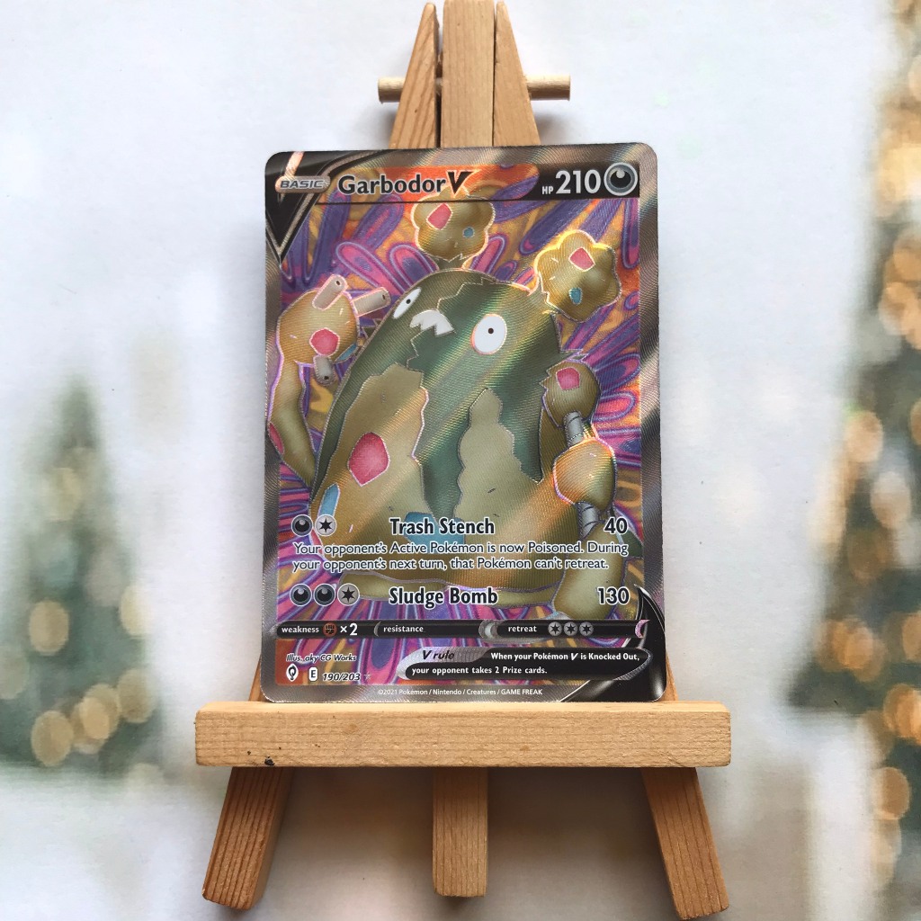 Thẻ hình Pokemon Garbodor V 190/203 - Lá bài lẻ Full Art Ultra Rare tiếng Anh chính hãng