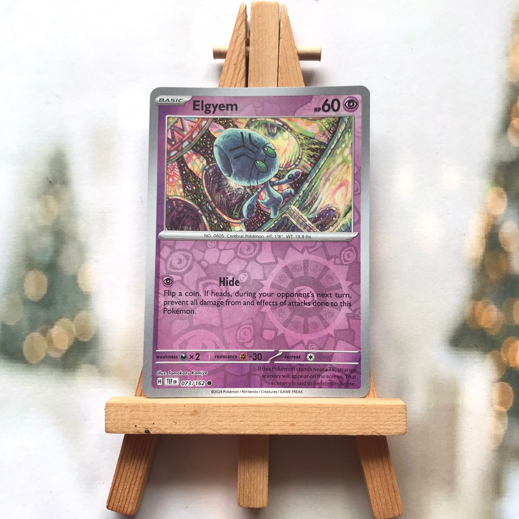 Thẻ hình Pokemon Elgyem 073/162 - Lá bài lẻ Temporal Forces Common Reverse Holo tiếng Anh chính hãng