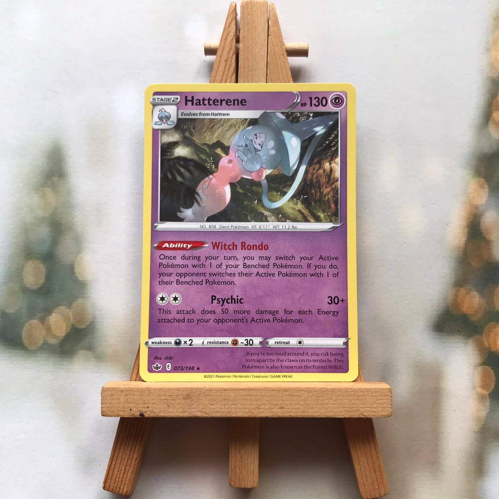 Thẻ hình Pokemon Hatterene 073/198 - Lá Bài Sword & Shield: Chilling Reign Holo Rare Deck Exclusive tiếng Anh chính hãng
