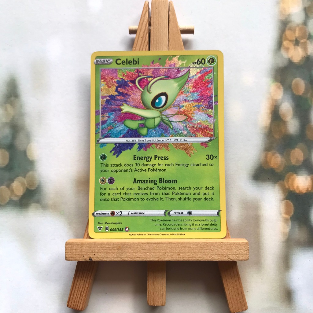 Thẻ hình Pokemon Celebi 009/185 - Lá bài lẻ Amazing Rare tiếng Anh chính hãng