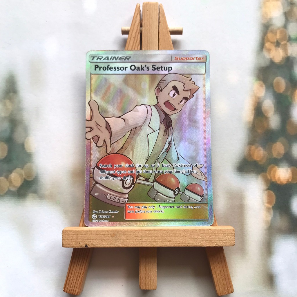 Thẻ hình Pokemon Professor Oak's Setup 233/236 - Lá bài lẻ Full Art Ultra Rare tiếng Anh chính hãng