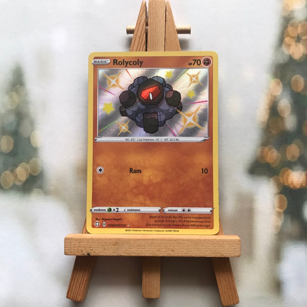 Thẻ hình Pokemon Rolycoly SV67/SV122 - Lá bài lẻ Shiny Rare tiếng Anh chính hãng
