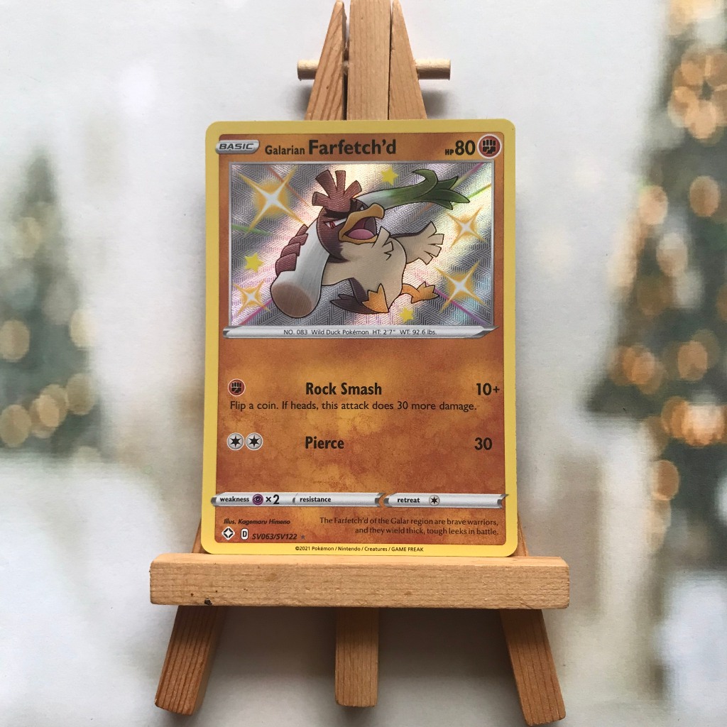 Thẻ hình Pokemon Galarian Farfetch'd SV63/SV122 - Lá bài lẻ Shiny Rare tiếng Anh chính hãng
