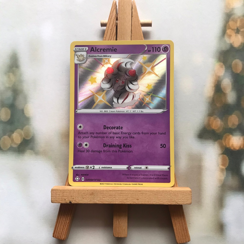 Thẻ hình Pokemon Alcremie SV58/SV122 - Lá bài lẻ Shiny Rare tiếng Anh chính hãng