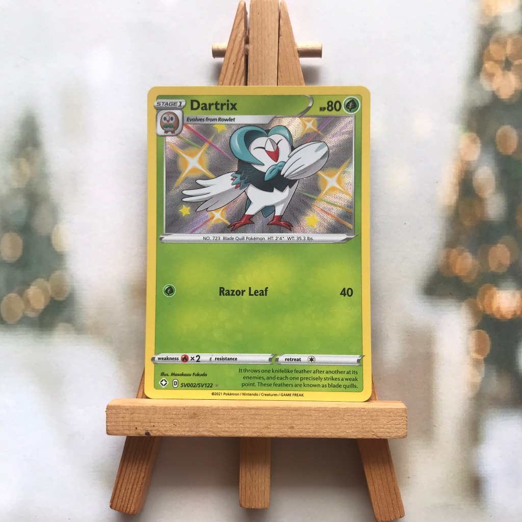 Thẻ hình Pokemon Dartrix SV2/SV122 - Lá bài lẻ Shiny Rare tiếng Anh chính hãng