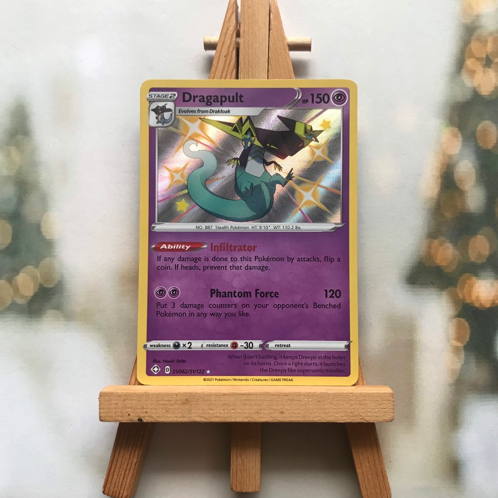 Thẻ hình Pokemon Dragapult SV62/SV122 - Lá bài lẻ Shiny Rare tiếng Anh chính hãng