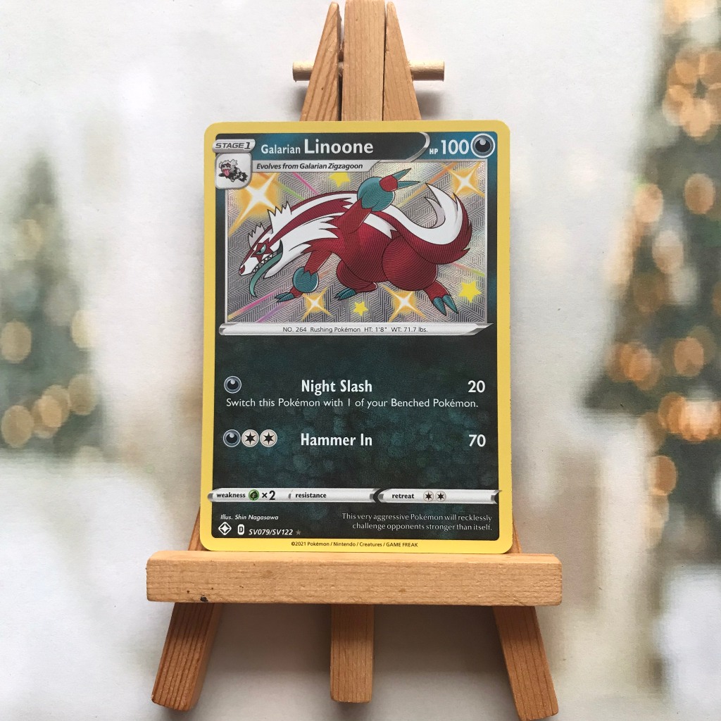 Thẻ hình Pokemon Galarian Linoone SV79/SV122 - Lá bài lẻ Shiny Rare tiếng Anh chính hãng