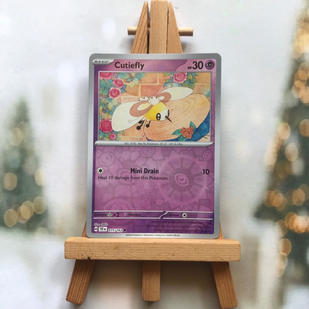 Thẻ hình Pokemon Cutiefly 075/162 - Lá bài Scarlet & Violet Temporal Forces Uncommon Reverse Holo tiếng Anh chính hãng