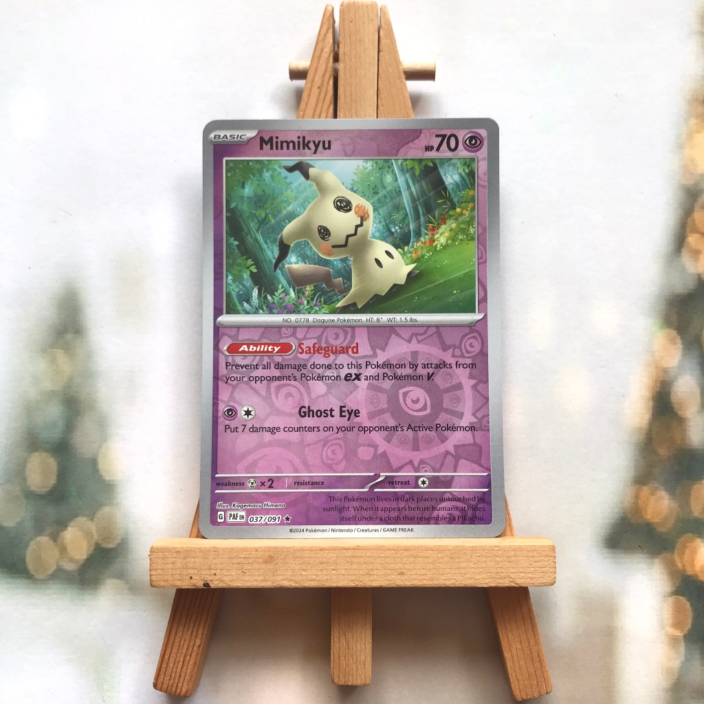 Thẻ hình Pokemon Mimikyu 037/091 - Lá bài lẻ Paldean Fates Rare Reverse Holo tiếng Anh