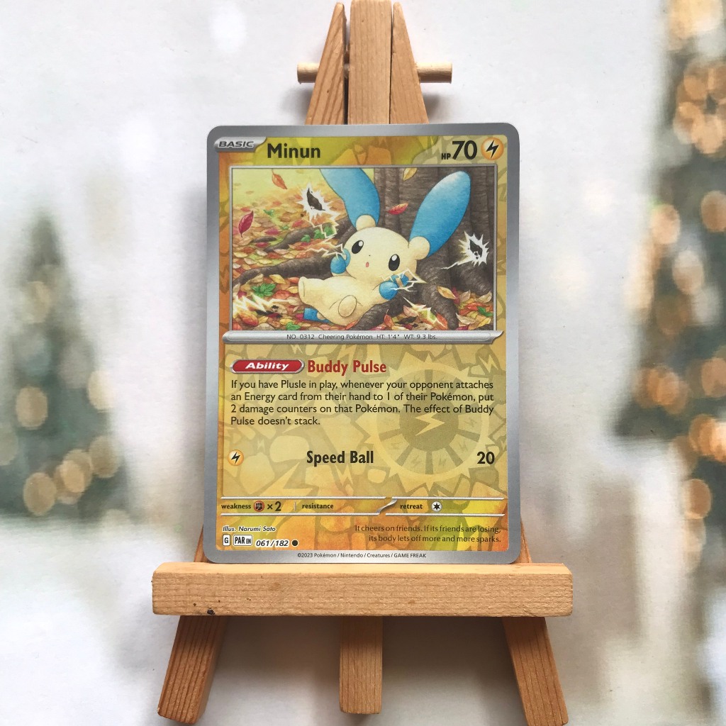 Thẻ hình Pokemon Minun 061/182 - Lá bài Scarlet & Violet: Paradox Rift Common Reverse Holo tiếng Anh chính hãng