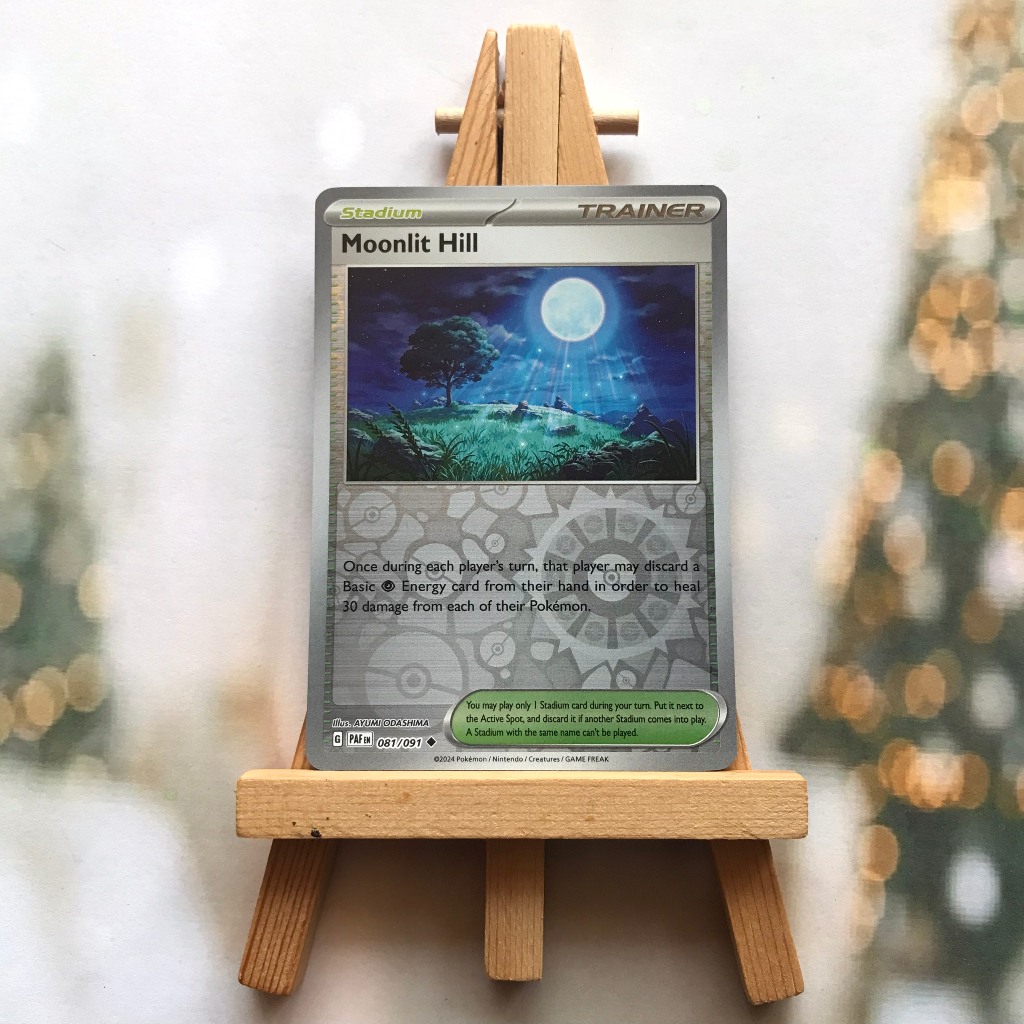 Thẻ hình Pokemon Moonlit Hill 081/091 - Lá bài lẻ Paldean Fates Uncommon Reverse Holo tiếng Anh chính hãng