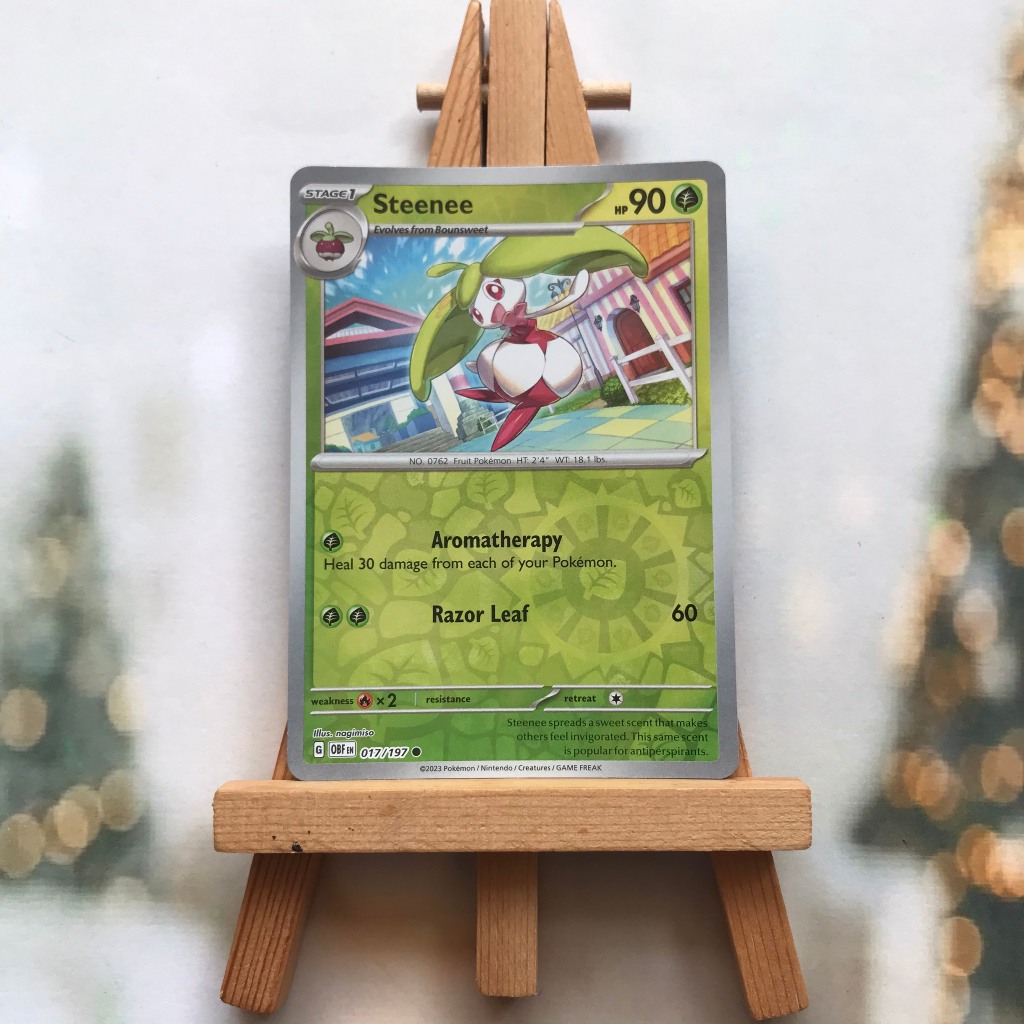 Thẻ hình Pokemon Steenee 017/197 - Lá bài lẻ Obsidian Flames Reverse Holo tiếng Anh chính hãng
