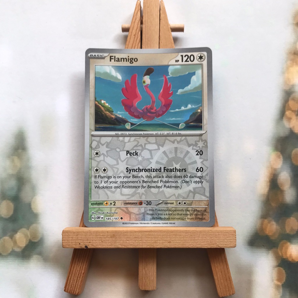 Thẻ hình Pokemon Flamigo 185/197 - Lá bài lẻ Obsidian Flames Reverse Holo tiếng Anh chính hãng