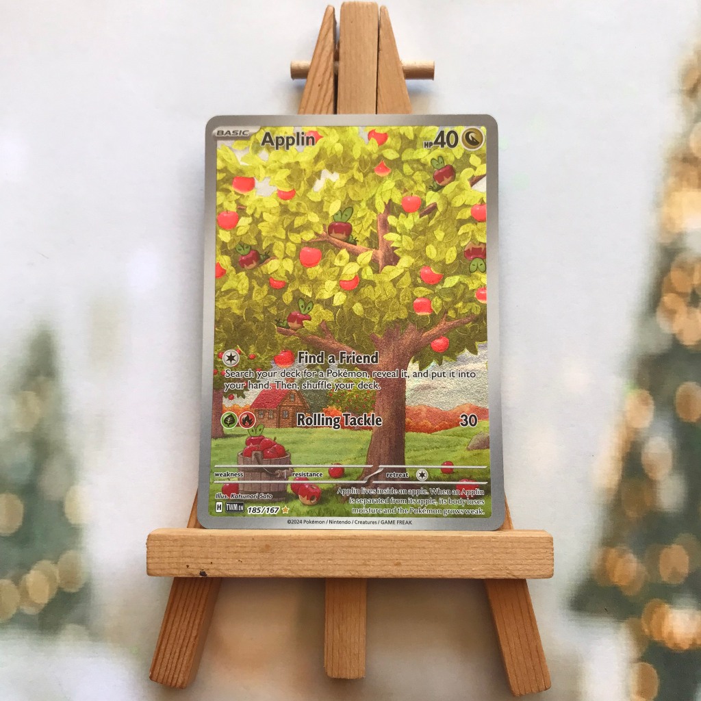 Thẻ hình Pokemon Applin 185/167 - Lá bài lẻ Twilight Masquerade Illustration Rare tiếng Anh chính hãng