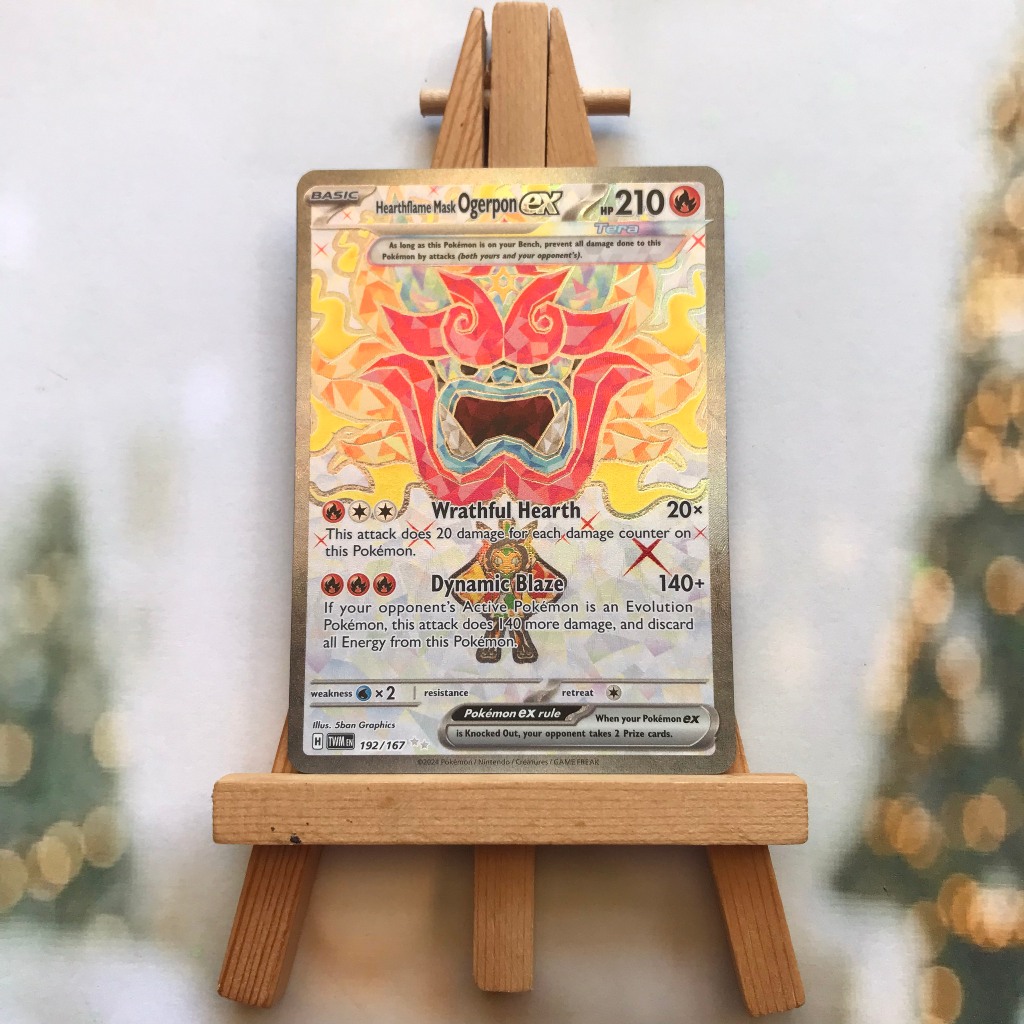 Thẻ hình Pokemon Hearthflame Mask Ogerpon ex 192/167 - Lá bài lẻ Twilight Masquerade Full Art Secret Rare tiếng Anh chính hãng