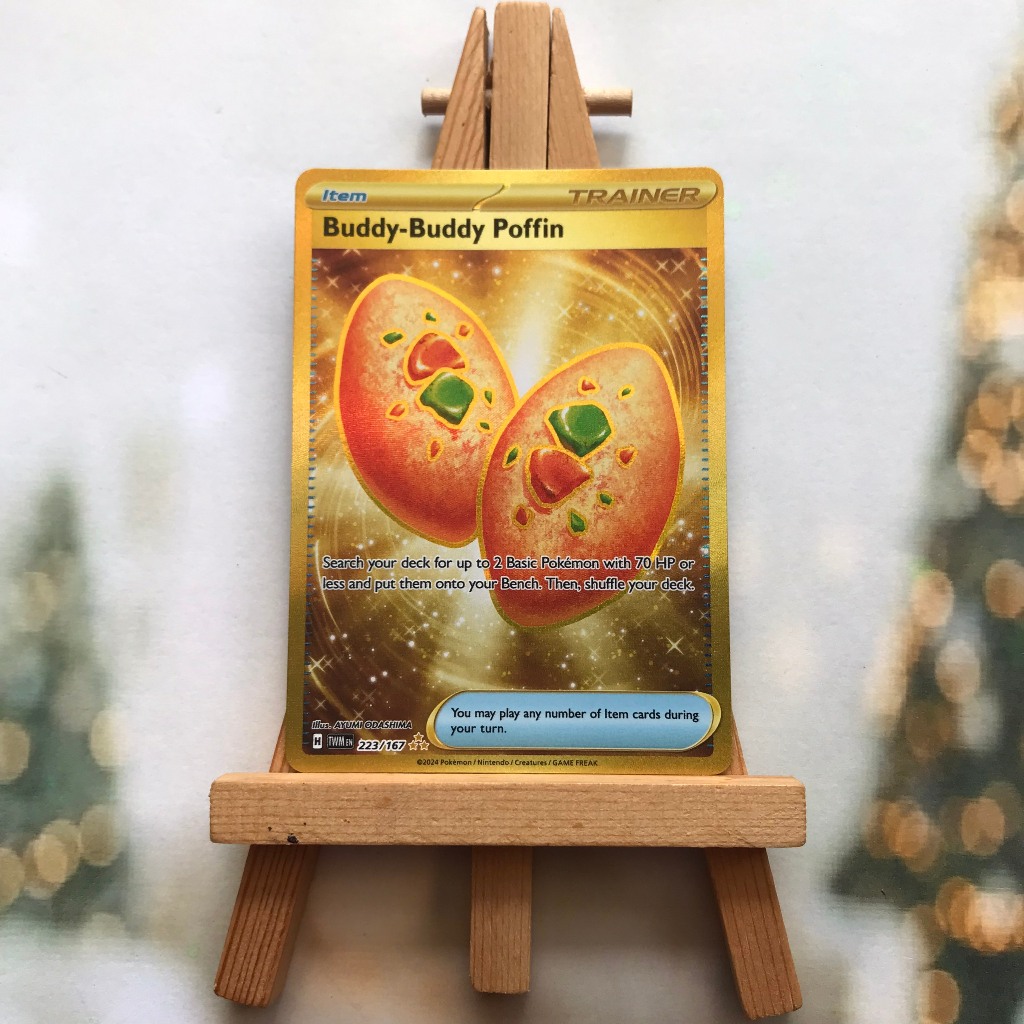 Thẻ hình Pokemon Buddy-Buddy Poffin 223/167 - Lá bài lẻ Twilight Masquerade Gold Secret Rare tiếng Anh chính hãng