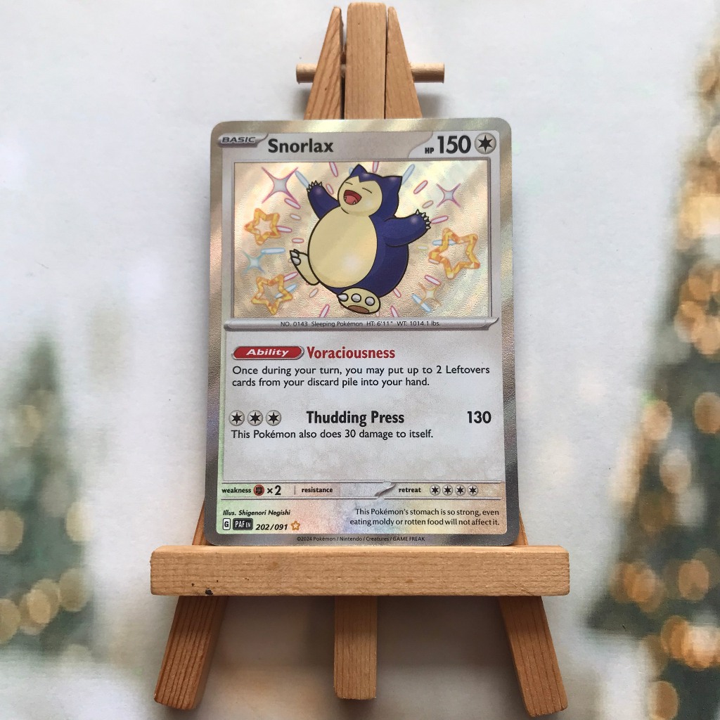 Thẻ hình Pokemon Snorlax 202/091 - Lá bài lẻ Paldean Fates Shiny Rare tiếng Anh chính hãng