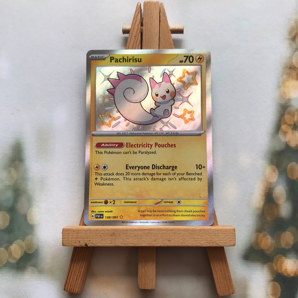 Thẻ hình Pokemon Pachirisu 138/091 - Lá bài lẻ Paldean Fates Shiny Rare tiếng Anh chính hãng