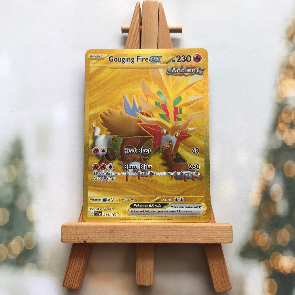 Thẻ hình Pokemon Gouging Fire ex 214/162 - Lá bài lẻ Temporal Forces Gold Secret Rare tiếng Anh chính hãng