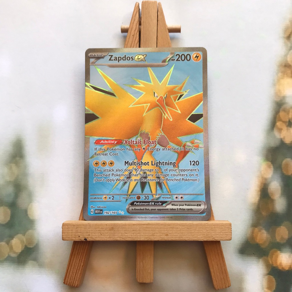 Thẻ hình Pokemon Zapdos ex 192/165 - Lá bài lẻ Scarlet & Violet 151 Full Art Secret Rare tiếng Anh chính hãng