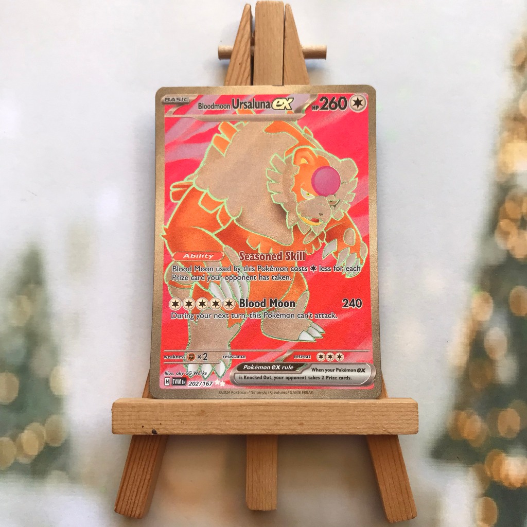 Thẻ hình Pokemon Bloodmoon Ursaluna ex 202/167 - Lá bài lẻ Twilight Masquerade Full Art Secret Rare tiếng Anh chính hãng