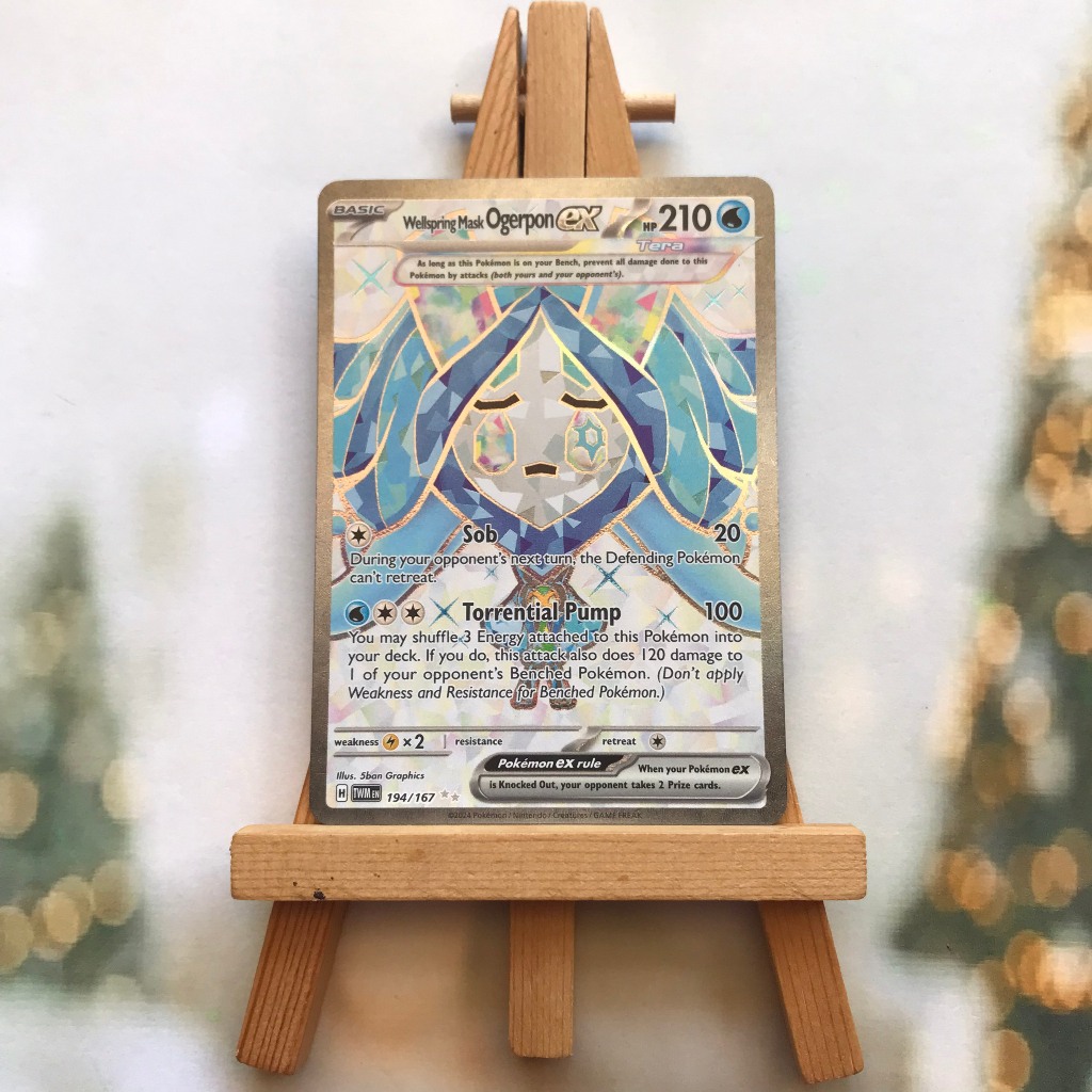 Thẻ hình Pokemon Wellspring Mask Ogerpon ex 194/167 - Lá bài lẻ Twilight Masquerade Full Art Secret Rare tiếng Anh chính hãng