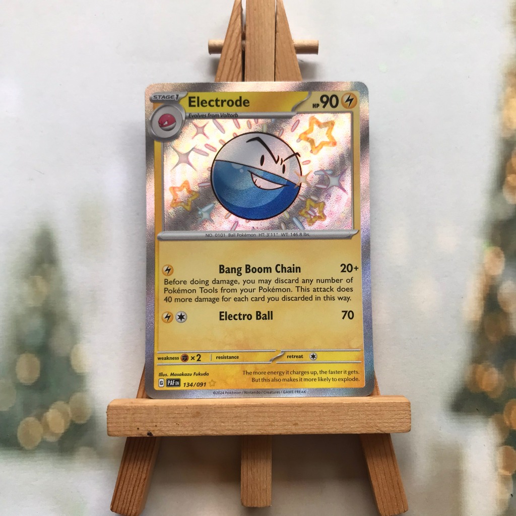 Thẻ hình Pokemon Electrode 134/091 - Lá bài lẻ Paldean Fates Shiny Rare tiếng Anh chính hãng