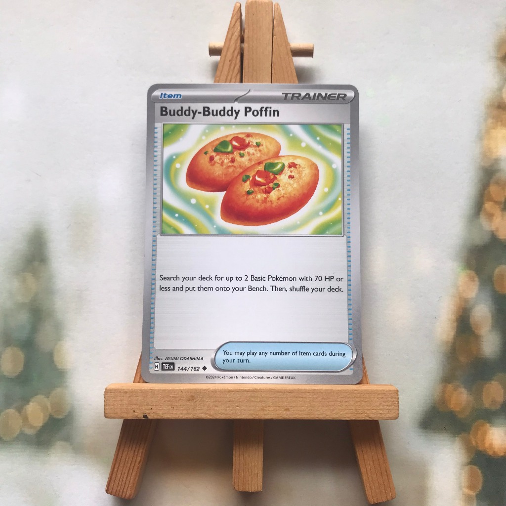 Thẻ hình Pokemon Buddy-Buddy Poffin 144/162 - Lá bài SVE Temporal Forces Uncommon Reverse Holo tiếng Anh chính hãng