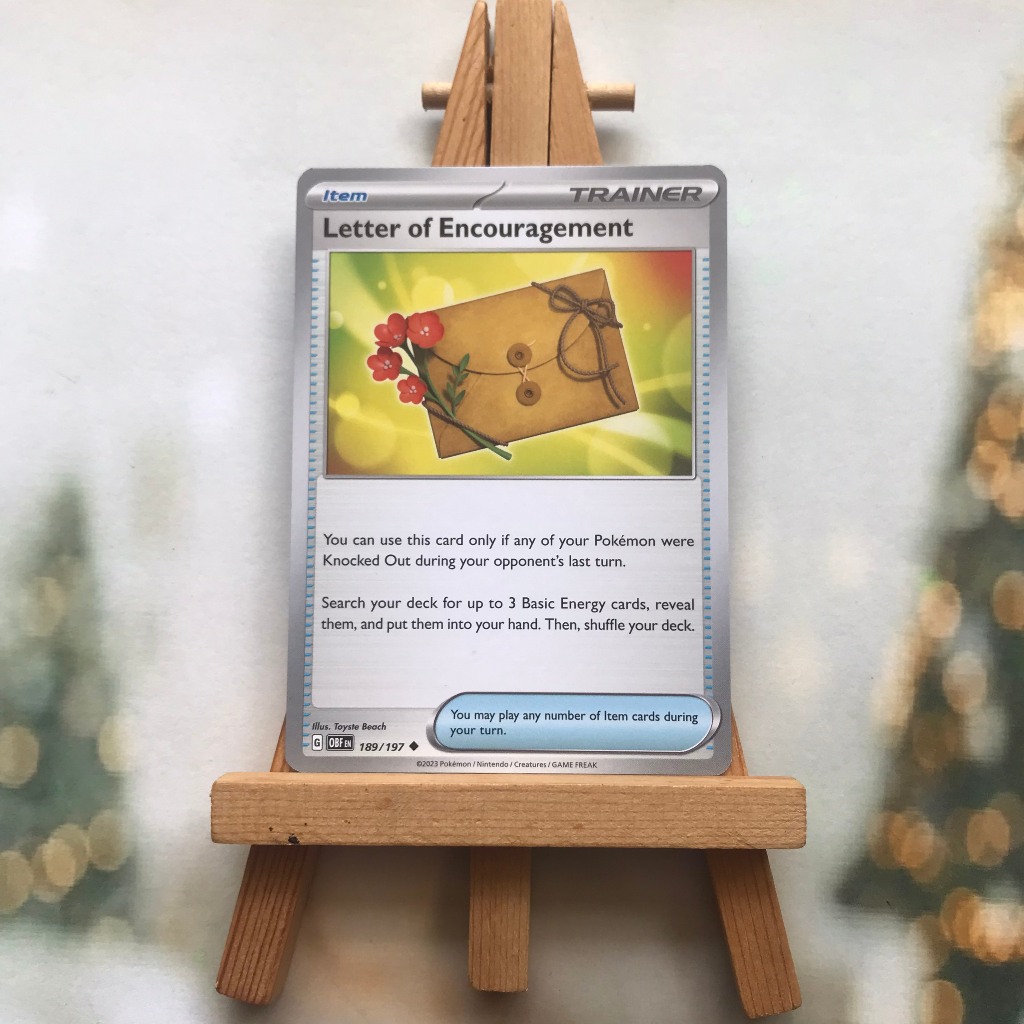 Thẻ hình Pokemon Letter of Encouragement 189/197 - Lá bài lẻ Obsidian Flames Uncommon Reverse tiếng Anh chính hãng