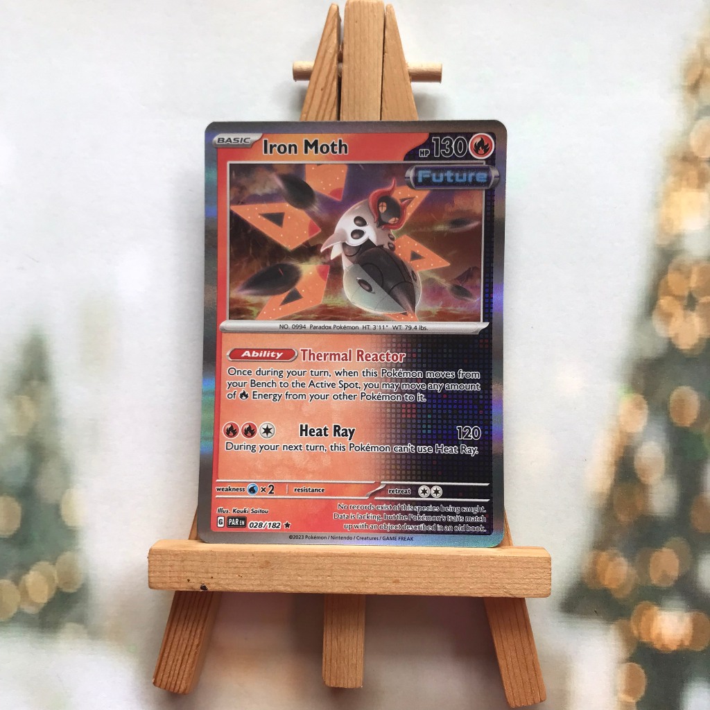 Thẻ hình Pokemon Iron Moth 028/182 - Lá bài Scarlet & Violet: Paradox Rift Holo Rare Reverse Holo tiếng Anh chính hãng
