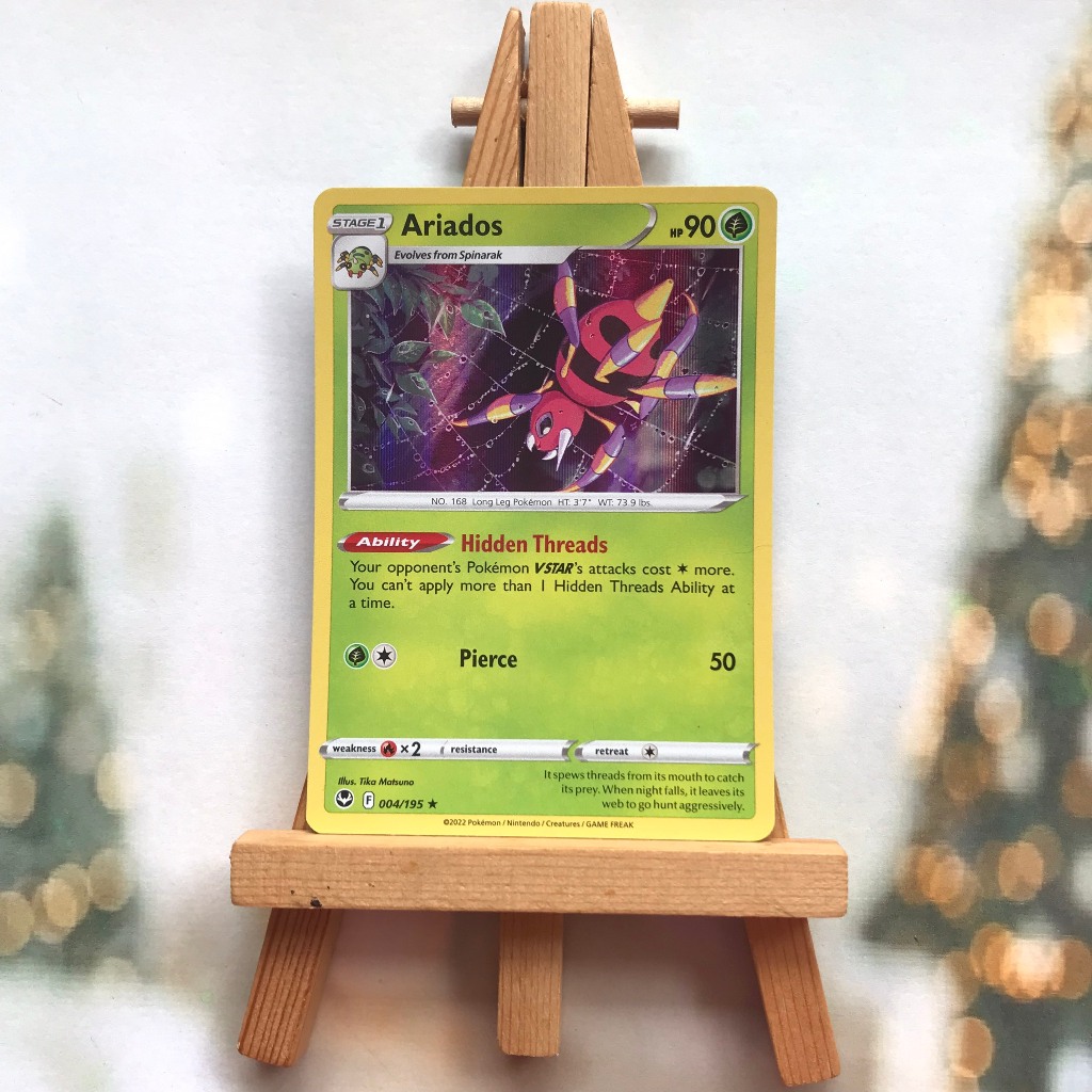 Thẻ hình Pokemon Ariados 004/195 - Lá bài Sword&Shield Silver Tempest Reverse Holo Rare tiếng Anh chính hãng