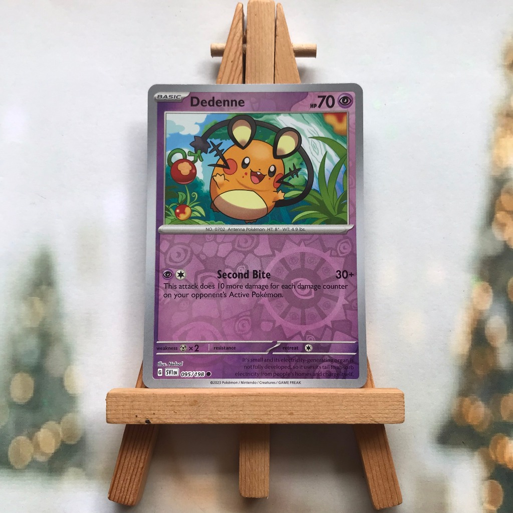 Thẻ hình Pokemon Dedenne 095/198 - Lá bài lẻ Scarlet & Violet Base Set Common Reverse Holo tiếng Anh chính hãng