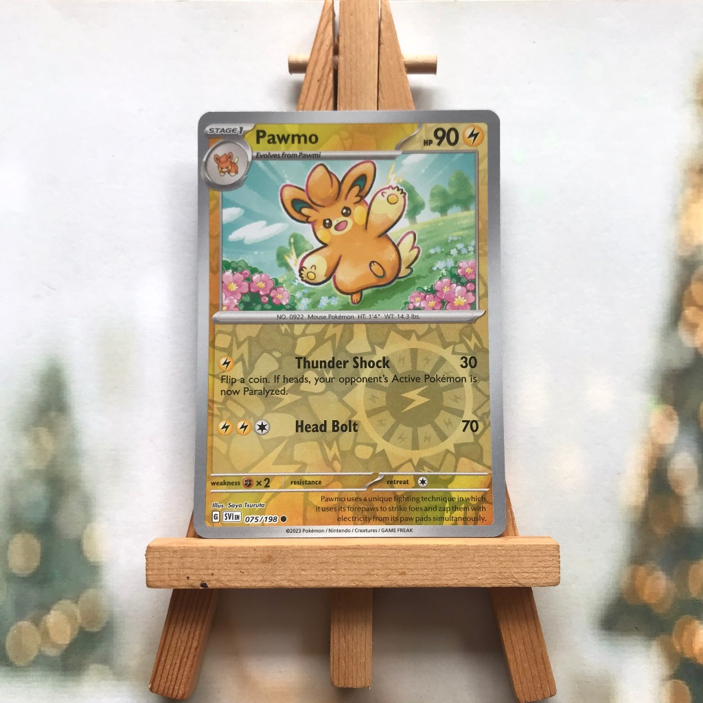 Thẻ hình Pokemon Pawmo 075/198 - Lá bài lẻ Scarlet & Violet Base Set Common Reverse Holo tiếng Anh chính hãng