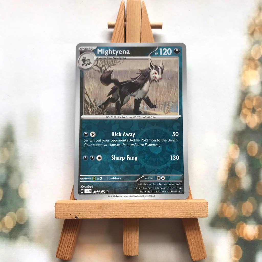 Thẻ hình Pokemon Mightyena 106/162 - Lá bài lẻ Scarlet & Violet Temporal Forces Common Reverse Holo tiếng Anh chính hãng