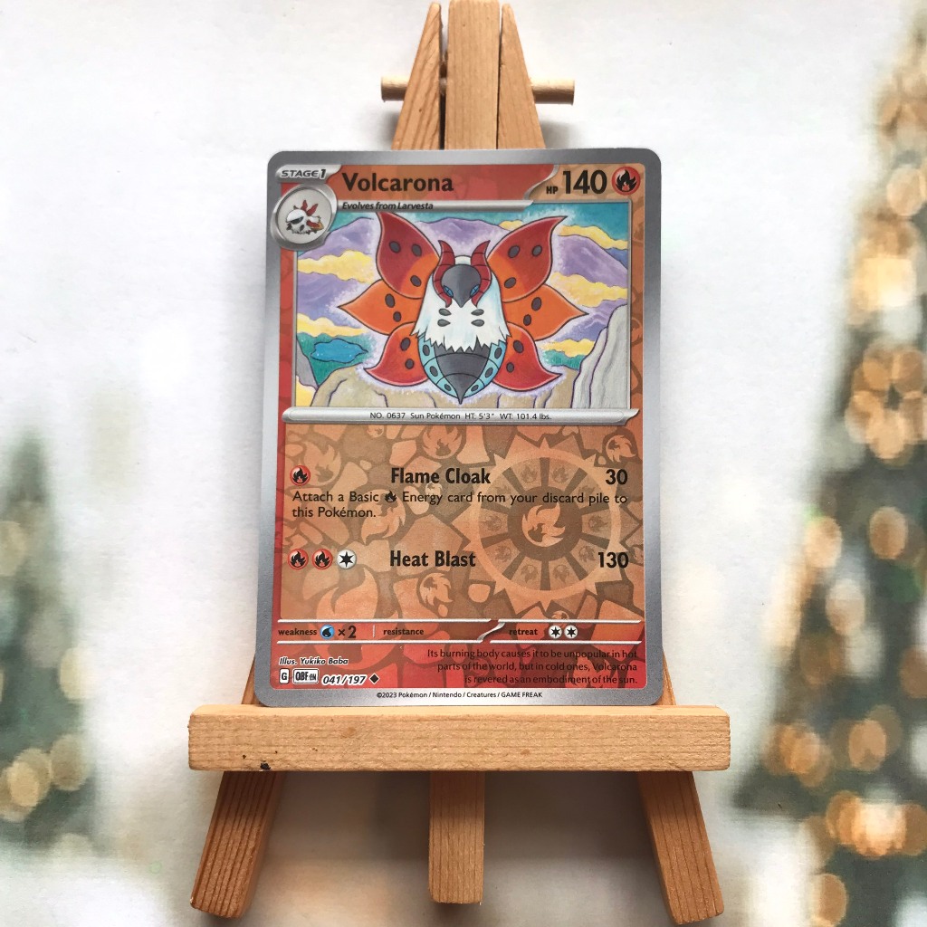Thẻ hình Pokemon Volcarona 041/197 - Lá bài Scarlet & Violet: Obsidian Flames Uncommon Reverse Holo tiếng Anh chính hãng