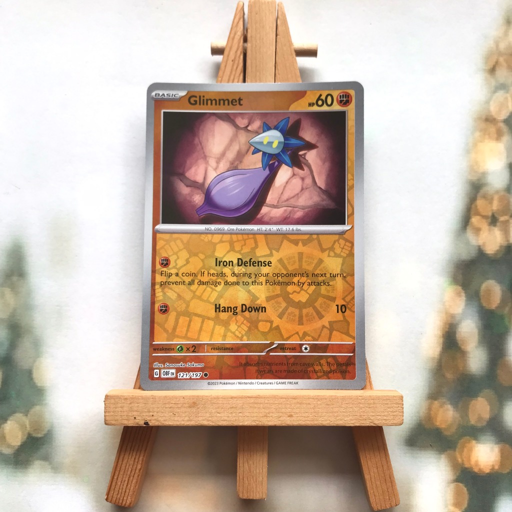 Thẻ hình Pokemon Glimmet 121/197 - Lá bài lẻ Scarlet & Violet: Obsidian Flames Common Reverse Holo tiếng Anh chính hãng