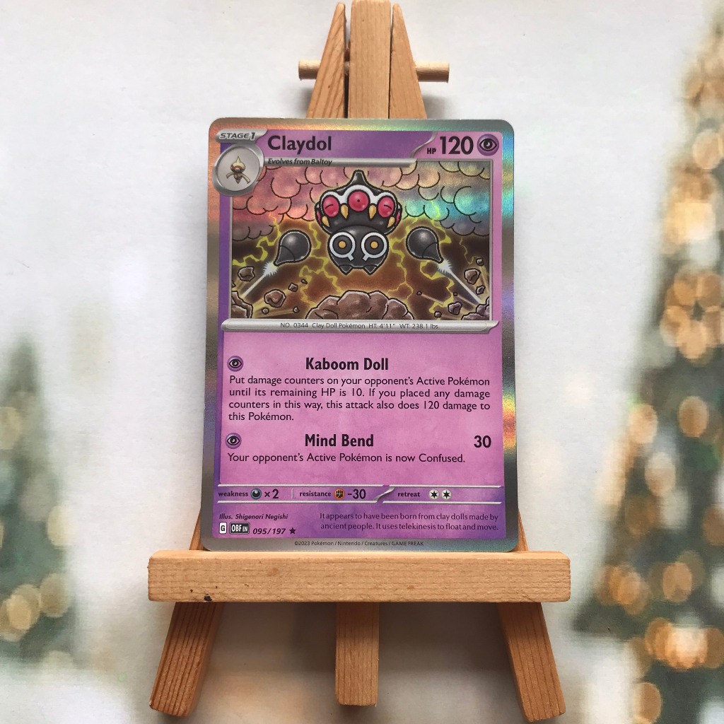 Thẻ hình Pokemon Claydol 095/197 - Lá bài lẻ Obsidian Flames Rare Reverse Holo tiếng Anh chính hãng