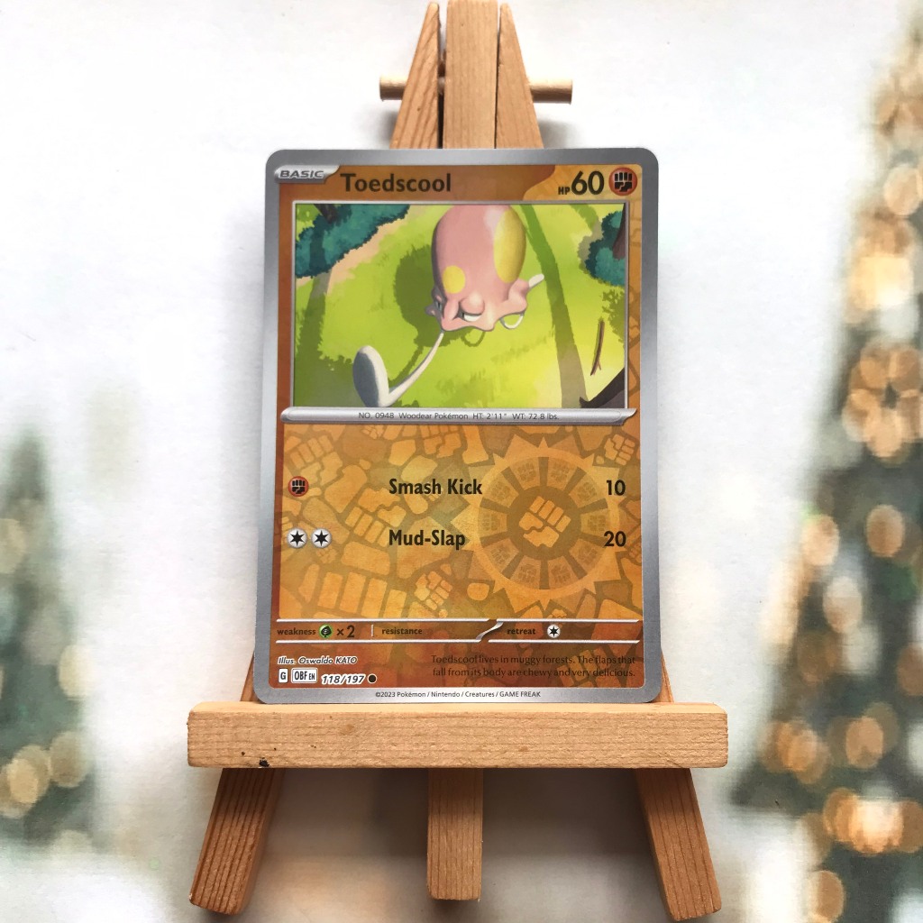 Thẻ hình Pokemon Toedscool 118/197 - Lá bài lẻ Scarlet & Violet Obsidian Flames Common Reverse Holo tiếng Anh chính hãng
