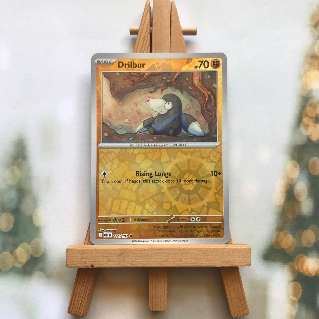 Thẻ hình Pokemon Drilbur 111/197 - Lá bài lẻ Scarlet & Violet: Obsidian Flames Common Reverse Holo tiếng Anh chính hãng